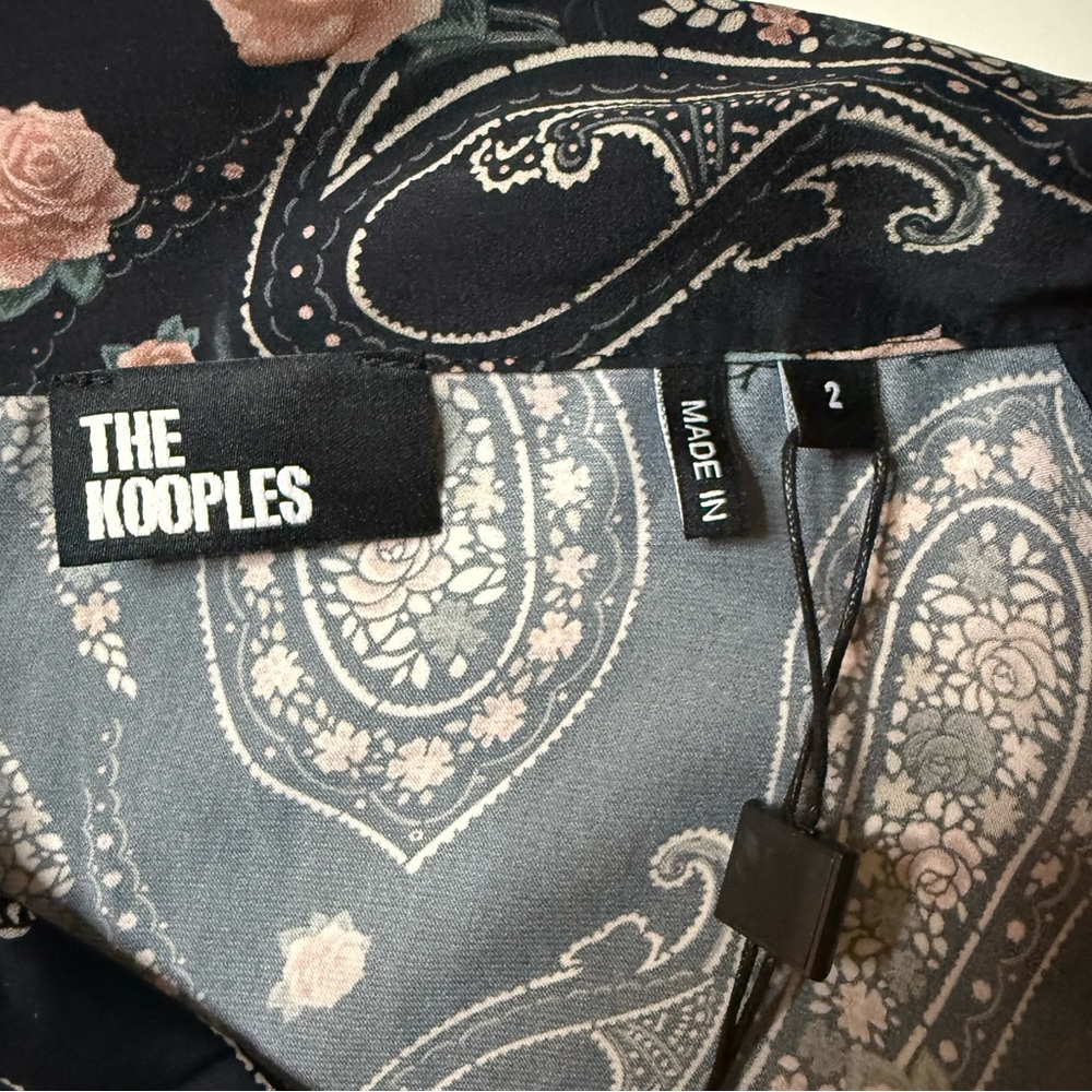🌸The Kooples | Paisley Floral Button Down Blouse | Black Pink | Size 2 (M) - Picture 5 of 11